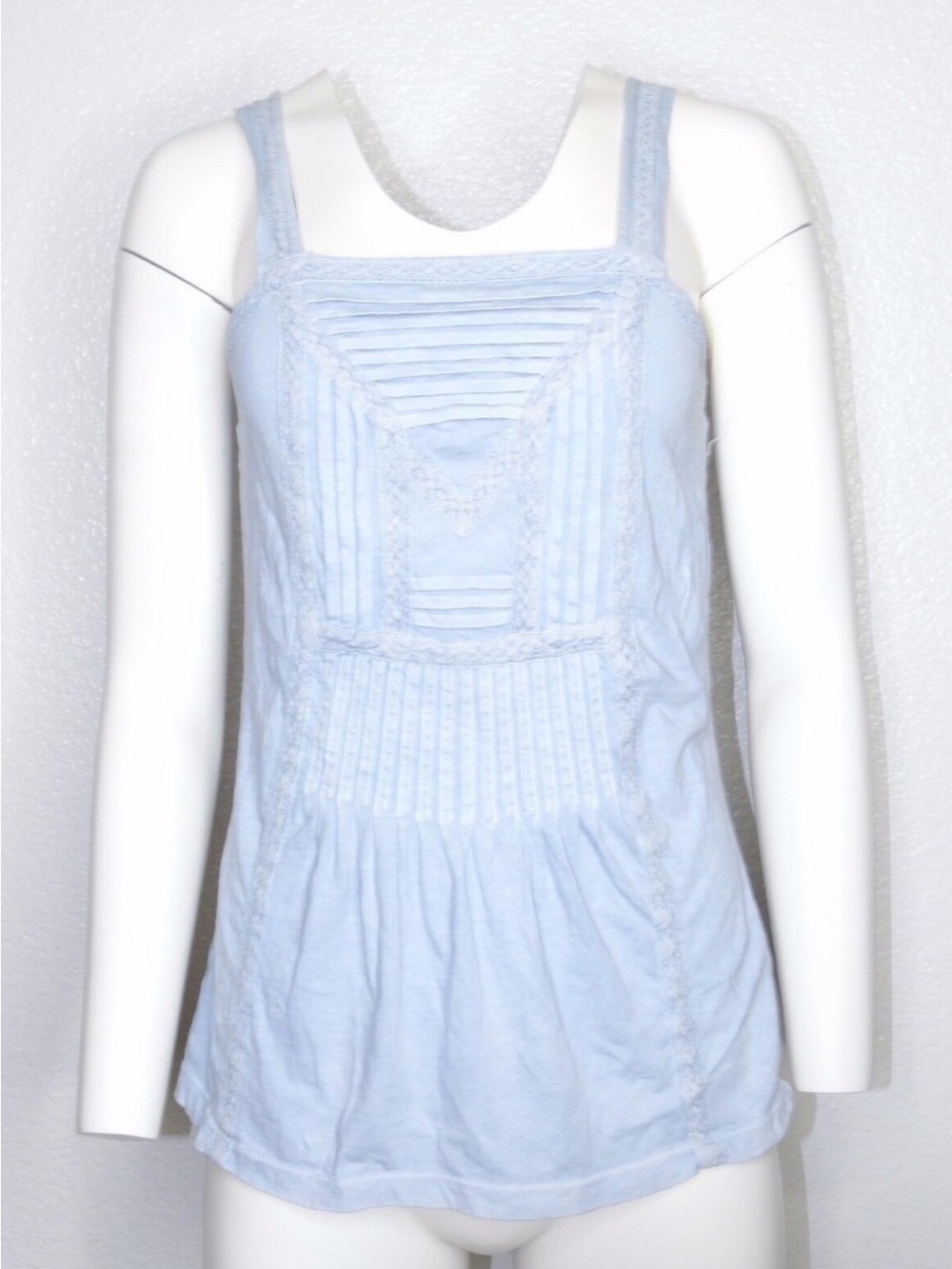 Anthropologie Light Blue Pintuck Tank Top